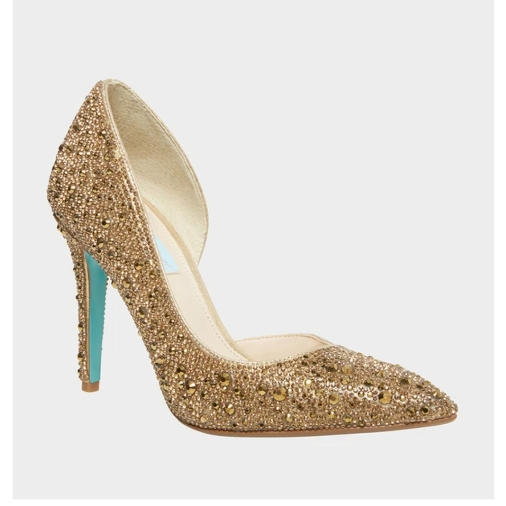 NIB -Blue by Betsy Johnson SB-Hazil Gold Pumps